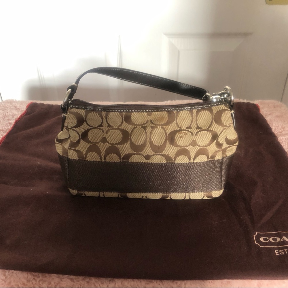 Authentic Coach Signature Stripe Tp Handle Bag - image 2